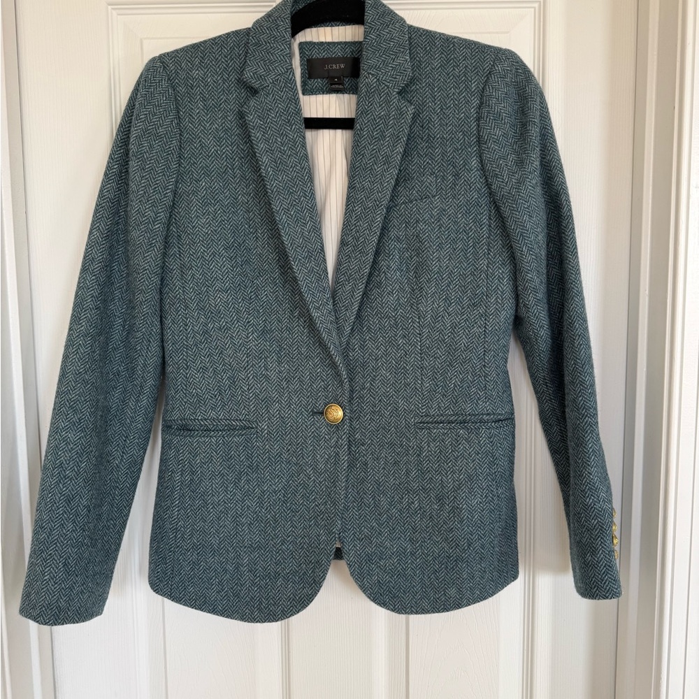 Women's Teal Herringbone Blazer